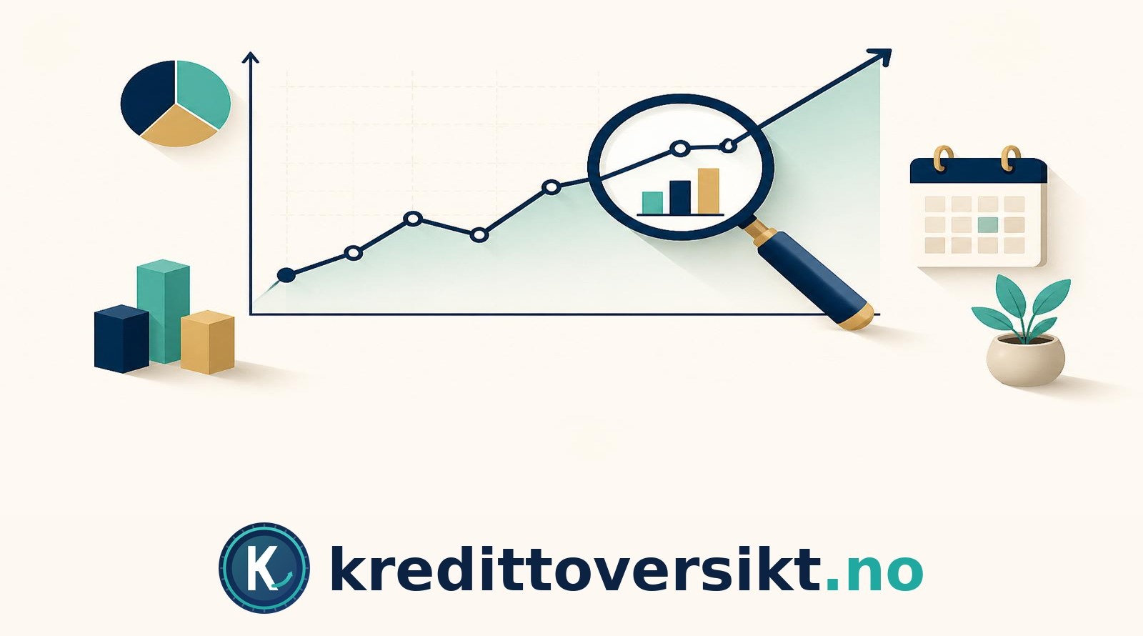 Linjediagram med forstørrelsesglass og kalender